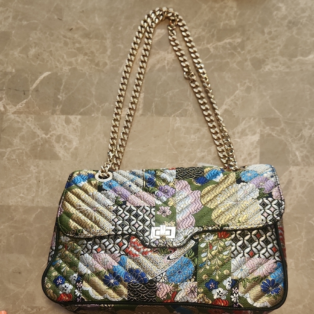 Steve Madden Green and Blue Quilted Shoulder Bag - Picture 4 of 4